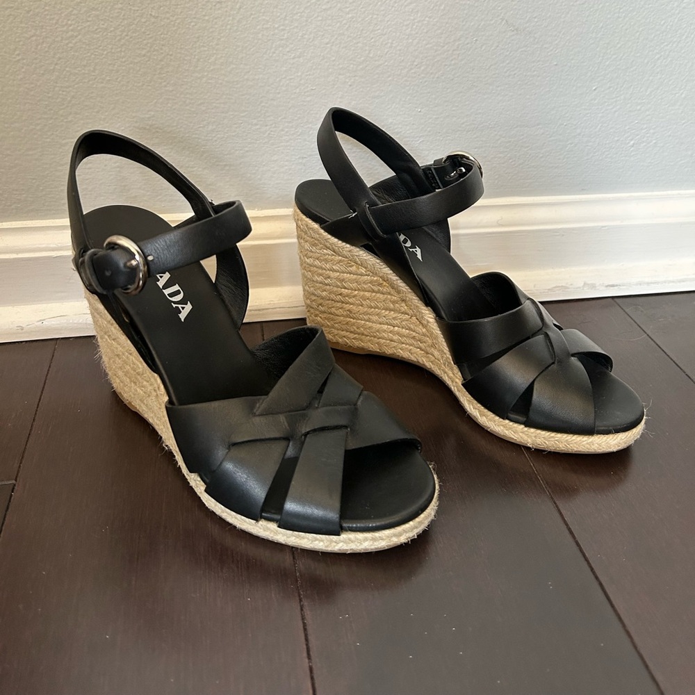 Prada 4 inch espadrille wedges